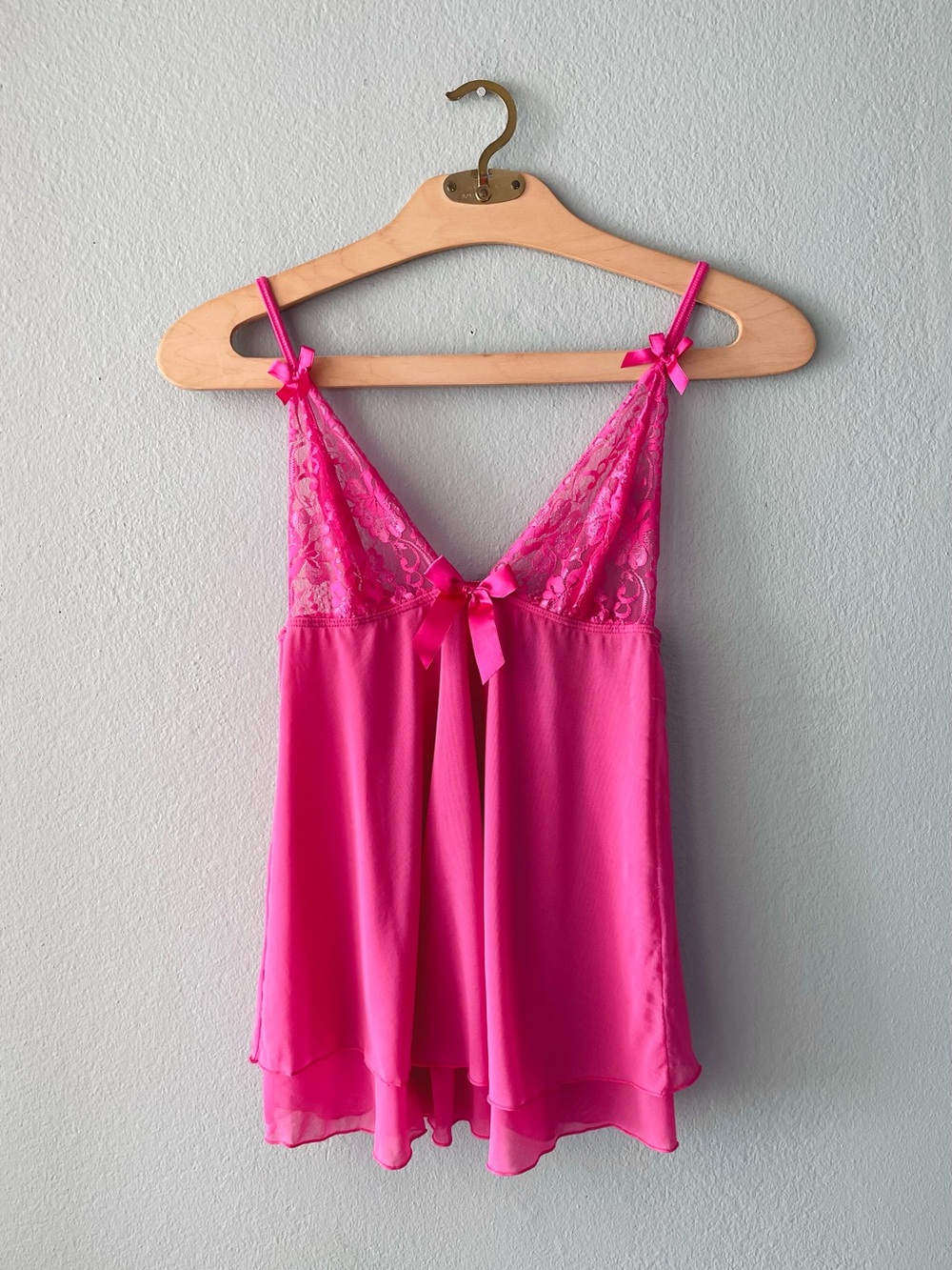 🌱5/$25🌱 Dreamgirl | Barbiecore Bright Pink Open-Back Chemise Lingerie Top